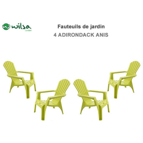 Sessel Adirondack Polypropylenharz Wilsa Garden - Anis - 4 Sessel Adirondack