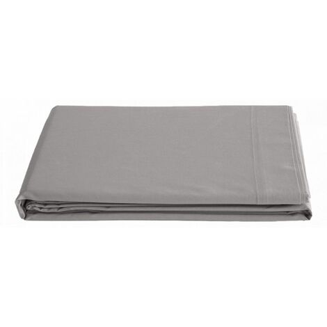 Perkal-Flachbettlaken aus reiner gekämmter langstapeliger Baumwolle 80 Fäden/cm² Vent du sud - Asche - 240 x 300 cm für Doppelbett