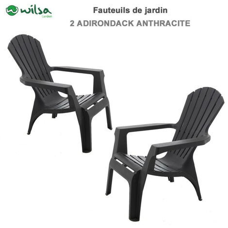 Sessel Adirondack Polypropylenharz Wilsa Garden - Anthrazit - 2 Sessel Adirondack
