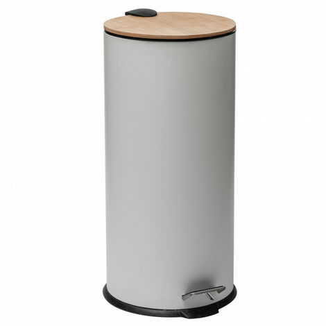 Abfallbehälter bam modern 30 Liter Bambusdeckel atmosphärisch - weiß