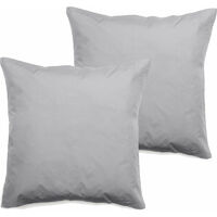 2er-Set Kopfkissenbezüge aus Perkal aus reiner gekämmter langstapeliger Baumwolle 80 Fäden/cm² Südwind - Perle - 2er-Set Kopfkissenbezüge 65 x 65 + 5 cm Flacher gesteppter Volant