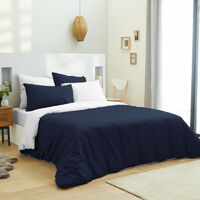 Komplettpaket 6 Stück Marine/Weiß Bettbezug für Bett 160 x 200 cm 100% Baumwolle / 57 Fäden/cm².