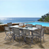 Gartenmöbel Set Modulo T 4 / 8 + F 4 + C 4 Full Glas Grau Anthrazit Wilsa Garden