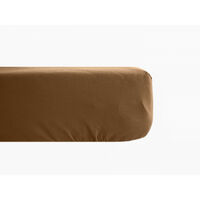 Spannbetttuch aus Perkal aus reiner gekämmter langstapeliger Baumwolle 80 Fäden/cm² mit 35 cm Mütze Vent du Sud - Cognac - 90 x 190 cm Mütze 35 cm