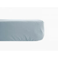 Spannbetttuch aus Perkal aus reiner, gekämmter, langstapeliger Baumwolle 80 Fäden/cm² mit 35 cm Mütze Südwind - Gletscher - 80 x 200 cm Mütze von 35 cm