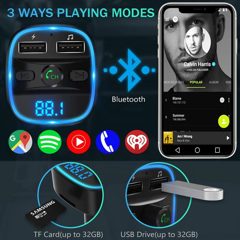 Transmetteur FM allume cigare USB MP3, Bluetooth - Elcom Electronique Pau