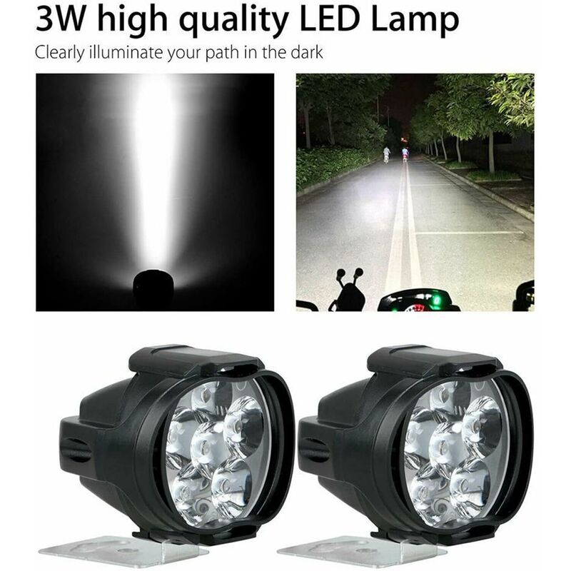 Phare Moto Feux Additionnels LED, 2Pcs Phares Avant Phares Supplémentaires  pour Moto 12V Anti Brouillard Projecteur Spot avec Interrupteur pour Truck  Moto Quad Scooter