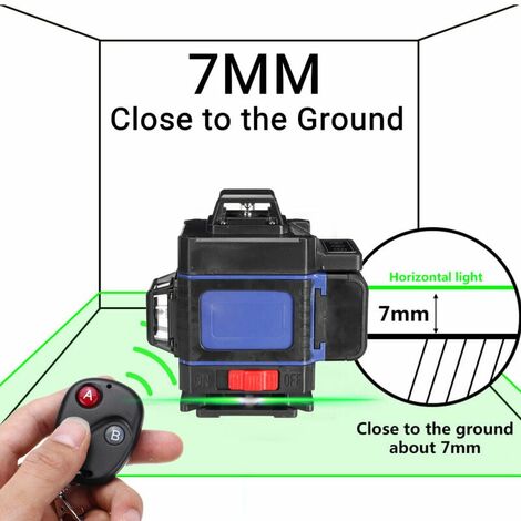 Niveau Laser 4D 360° 16 Lignes Lumière verte, croix horizontale et  verticale, mesure auto-nivelante, 1 Batterie