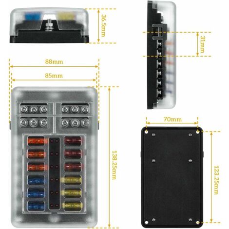 Blocs Fusible Lame ATC/ATO, Porte Fusible Voiture ENDARK, Boîte Fusibles  Voiture 12 voies avec Indicateur de Bus Négatif pour Voiture, Bateau,  Fourgonnette, SUV : : Auto et Moto