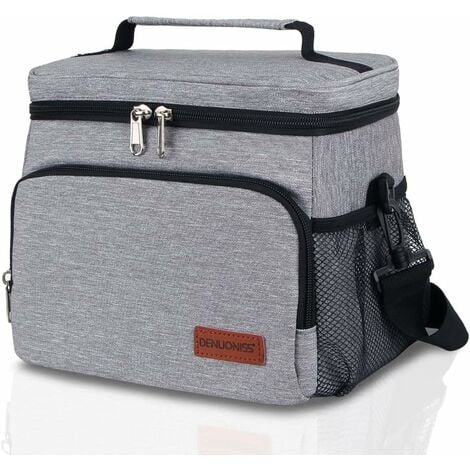 Sac Isotherme Repas Sac Isotherme Repas Femme Enfant Homme Lunch Bag  Imperméable avec Bandoulière Réglable Grande Capacité Sac-Glacière Pliable  pour Bureau l'école Pique-Nique (Gris) 