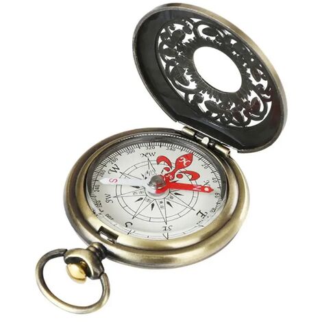 Vintage Bronze Boussole Montre De Poche Conception En Plein Air Randonnée  Navigation Enfant Cadeau Rétro Métal