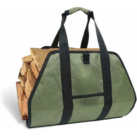 BONTHEE panier/sac de transport pour bois de chauffage/de cheminée, toile  cirée, imperméable, extra large, marron : : Jardin