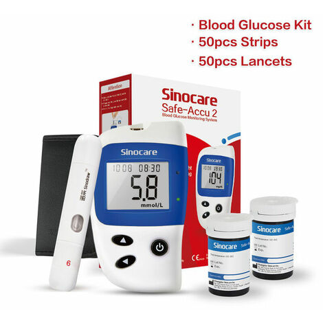 Jonlaki Kit de Test de Glucose Portable avec 50 Bandelettes et 50
