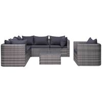 Meuble de jardin 7 pcs et coussins et oreillers Résine tressée FDC