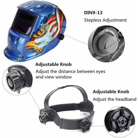 ZOLGINAH Casque de Soudure Automatique - Masque de Soudure avec 2 Capteurs de filtre à ombre réglables DIN9-13 pour le soudage à l'arc de MIG TIG MAG [Classe énergétique A+++]