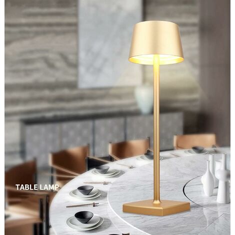 ZOLGINAH Lampe de Table Sans fil, Lampe sans fil Rechargeable Dimmable 5200 mAh, Lampe Exterieur étanche IP54, pour intérieur extérieur Restaurant Buffet Bar café, Doré