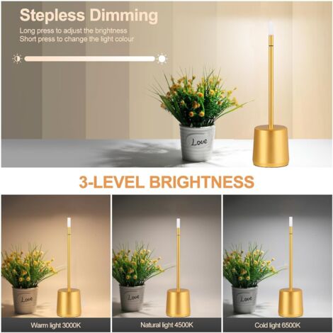 ZOLGINAH Lampe de Table Sans Fil Rechargeable Usb, 3000mAh lumiere bureau LED tactile puissante pile, 3 températures de couleur, pour chevet, camping, interieur, exterieur, terrasse, restaurant