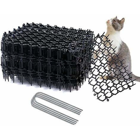 ZOLGINAH Filet Anti-Chat avec Pointes 12Pcs Pointes Anti-Chat  Tapis Chat en Plastique Pointe Prickle Bande de Protection des végétaux pour Net Jardin Clôture Ferme