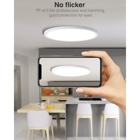 ZOLGINAH Plafonnier LED 18W Luminaire Salle de Bain 1700LM Blanc Naturel 5000K Lampe de Plafond Étanche IP54 Plafonnier Salon Applicable à Salle de Bain Chambre Cuisine Balcon Garage Ø23×3cm