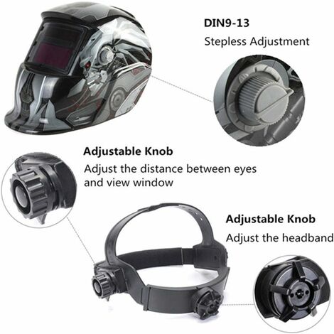 ZOLGINAH Casque de Soudure Automatique - Masque de Soudure avec 2 Lentilles et 2 Capteurs de filtre à ombre réglables DIN9-13 pour le soudage à l'arc de MIG TIG MAG [Classe énergétique A+++]