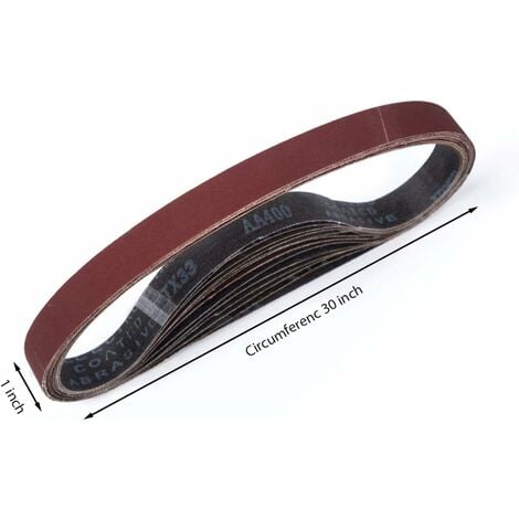 ZOLGINAH Bande Abrasive,25 x 762 mm, Bandes Abrasives Mixte (3x grains 80/120/150/240/400) pour Ponceuses à Bande（15 pièces ）