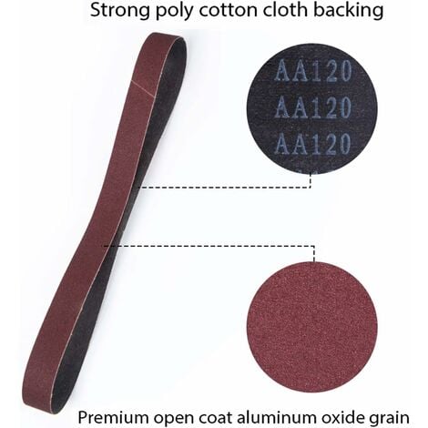 ZOLGINAH Bande Abrasive,25 x 762 mm, Bandes Abrasives Mixte (3x grains 80/120/150/240/400) pour Ponceuses à Bande（15 pièces ）