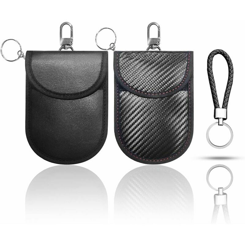 Sac à clés de voiture Double poche Porte-clés Pochette Clé de voiture  Télécommande Fenêtre transparente, noir