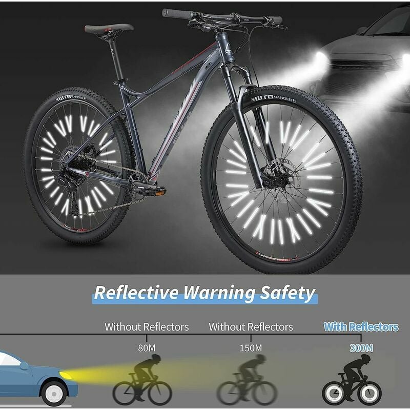 36pcs Réflecteur de Rayon Vélo Roue Rayon Réflecteur 360° Visibilité et  Montage Facile Catadioptres Vélo