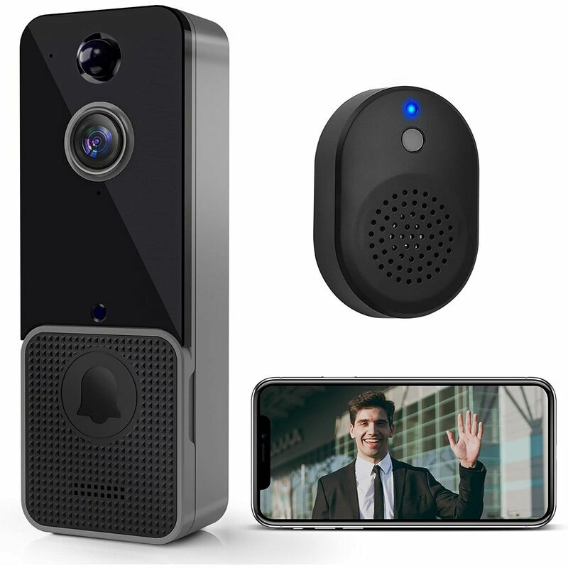 Interphone vidéo 1080P Smart WiFi Sonnette Anneau IR Entrée Porte Alerte Sans  Fil Sécurité Carillon Cam Alarme avec Caméra