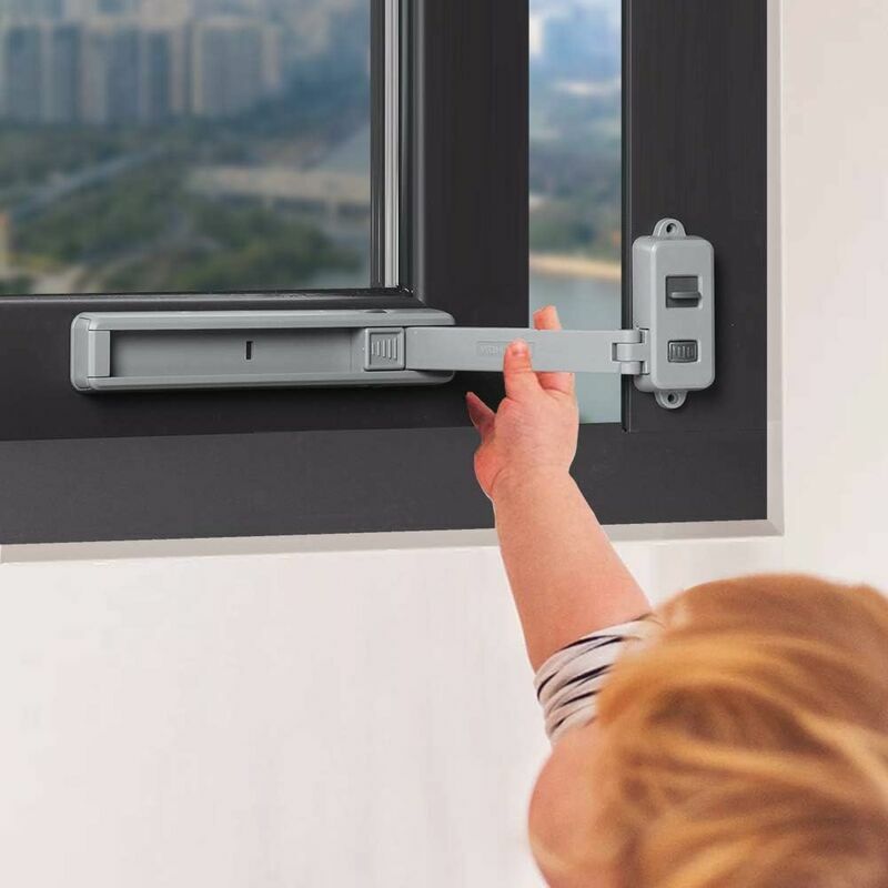 Bloque gris pour portes et fenêtres coulissantes pour la sécurité de bébé  et anti-vol (2 pcs, marron, 6X3.5X2.3cm)——