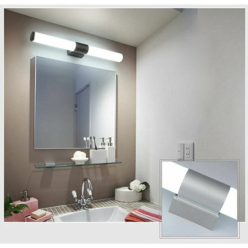 Applique LED Salle de Bain Carl 5W Argentée pour Miroir Blanc Froid 5500K -  6000K