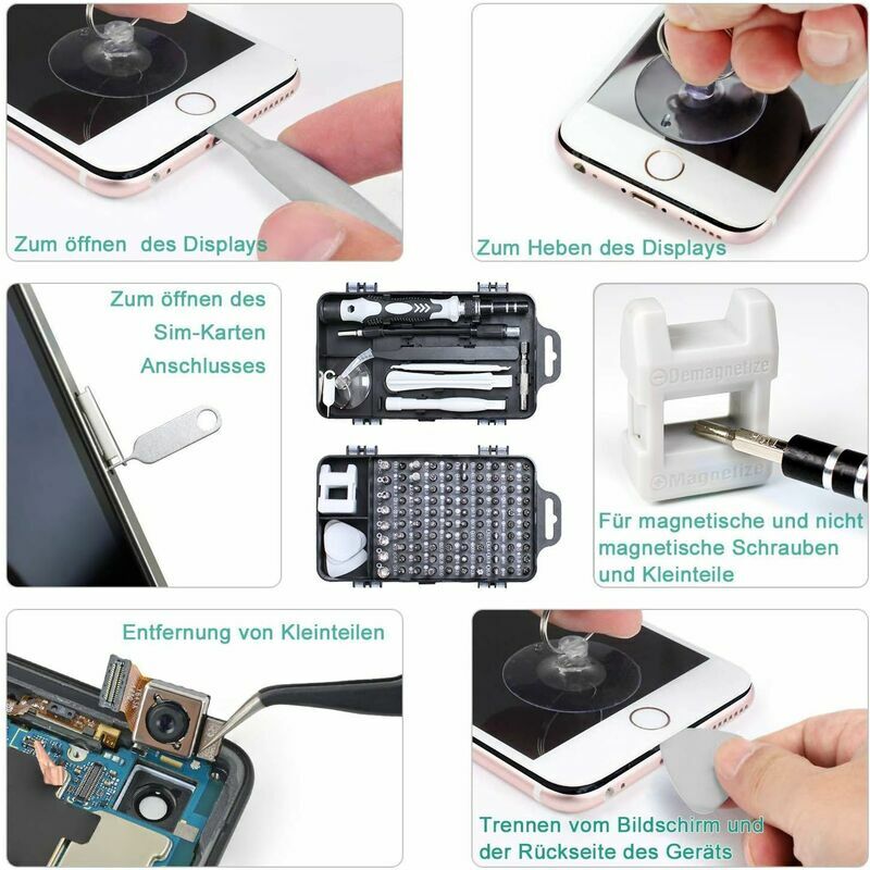 Tivoly Coffret de 32pcs Ouverture et Réparation Smartphone contenant les  embouts de vissage pour vis pentalobe des Iphones 4 à 14, une ventouse, une  pince de précision, et tout les outils pour demonte