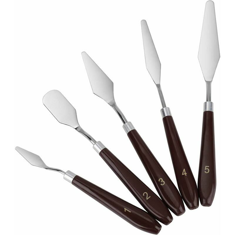 Lot de 5 spatules en acier inoxydable Peinture à l'huile Couteaux de  peinture Palette Couteaux spatules de peinture pour peinture acrylique à  l'huile
