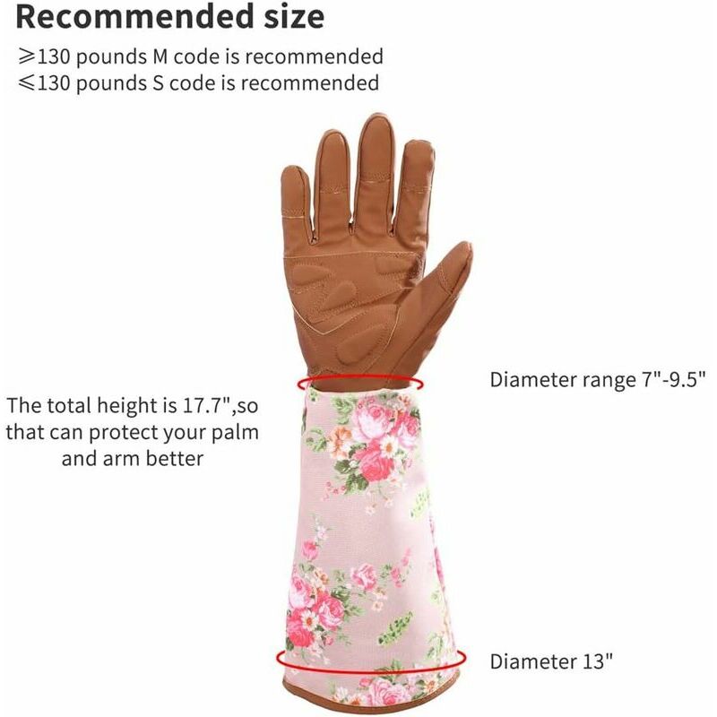 Gants de jardinage à imprimé floral et rose, 2 pièces, pour l'élagage, long  coude