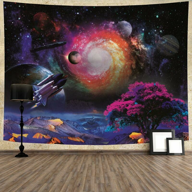 Tapisserie galaxie fluorescente espace ciel étoilé abstrait tenture murale  esthétique