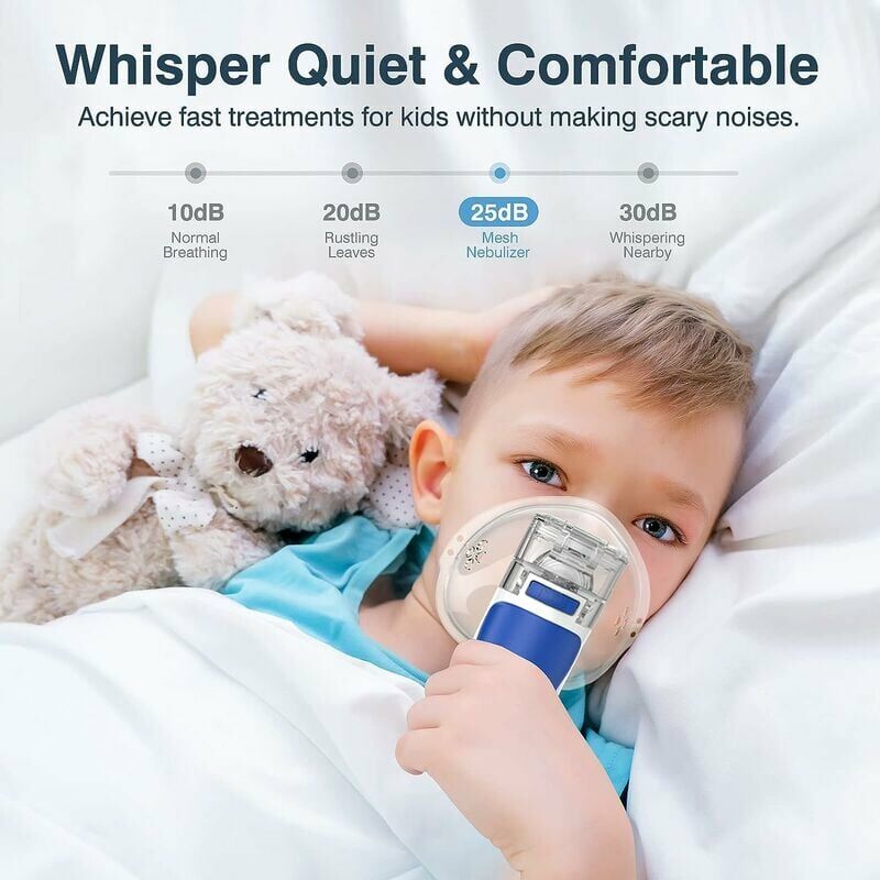 Inhalateur,Inhalateur nébuliseur avec embout buccal et masque pour enfants  et adultes, Portable et silencieux, Pulvérisation réglable