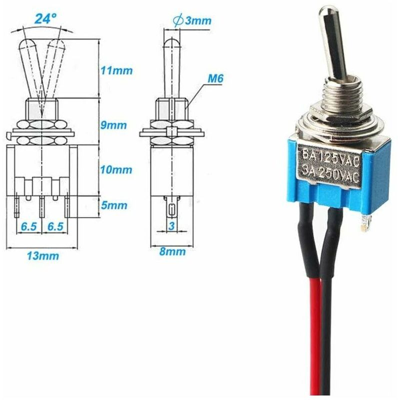 Boîte d'interrupteur à bascule universelle 12 à 24 V 6 interrupteurs à  bascule 3P lumière rouge pour voiture, camping-car, bateau, yacht