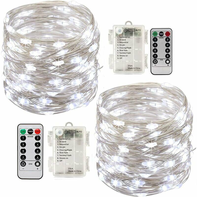 SALCAR 10m Guirlande LED Lumineuse à Pile, 100 LEDs Etanche Décoration  Blanc Chaud pour intérieur et extérieur 3 piles AA : : Luminaires  et Éclairage