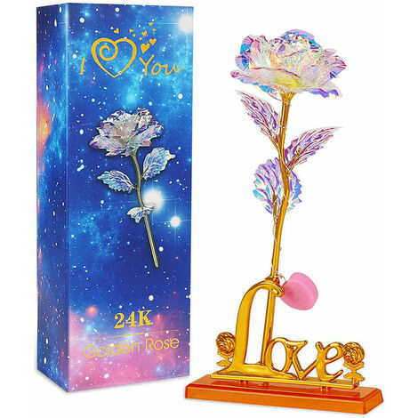 Fleur d'or Feuille d'or Roses avec Love Stand Cadeaux uniques pour sa  petite amie