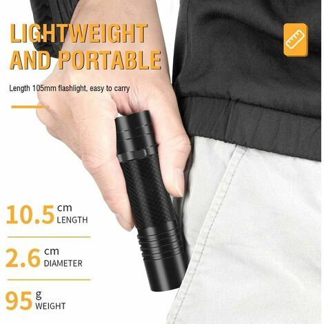 Lampes de poche, lampes de poche haute lumens, mini lampe de poche ultra  lumineuse portable 800 lm rechargeable par USB cinq vitesses étanche pour