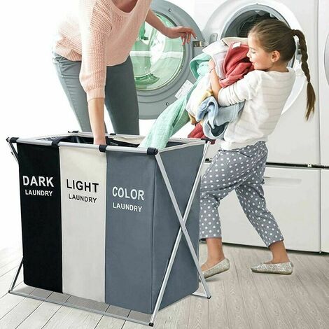 Panier à Linge Pliable de 110L avec Couvercle et Sacs Amovibles, Sacs  Pliables Imperméables et Faciles à Installer pour Chambre à Coucher, Salle  de Bains, Buanderie 