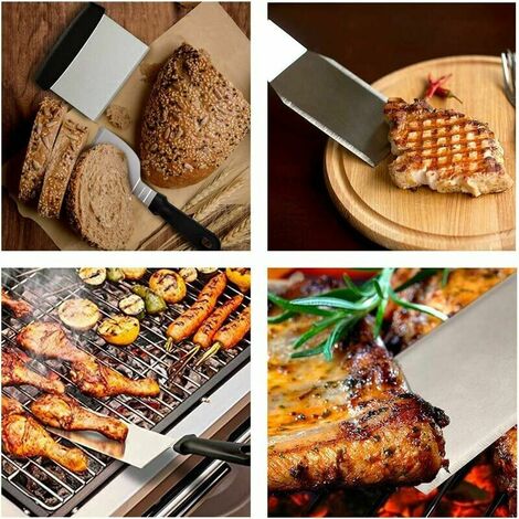 Pack De Trois Ustensiles De Barbecue En Acier Inoxydable | Spatule Durable  De Cuisine, Fourchette À Viande Et Pinces Pou