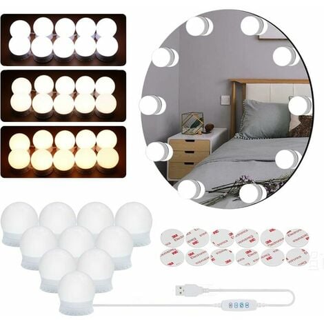 Lampe de maquillage LED pour coiffeuse de salle de bain, ampoule murale  pour miroir cosmétique, Kit de lumières de vanité