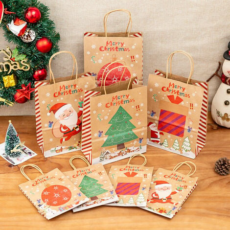 Sac cadeau de Noël réutilisable - Emballage cadeau écologique Emballage  cadeau réutilisable Rouge Vert Festif Grands sacs en coton