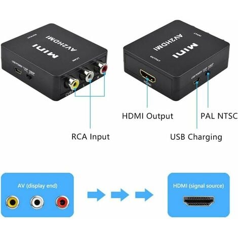 Convertisseur RCA vers HDMI, AV vers HDMI, ABLEWE 1080P Mini RCA