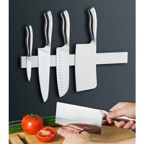 SWANEW 2x Porte-couteau bande magnétique 40cm 304 bande de couteau  magnétique en acier inoxydable cuisines