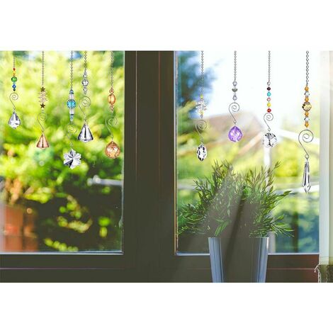 Crystal Sun, Prisme de fenêtre, Suncatcher, Attrape-soleil suspendu pour la  maison, Lampe en cristal, Pendentif rideau