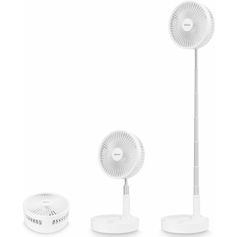 Triomphe Main tient un petit ventilateur mini ventilateur de charge  portable portable support de téléphone blanc