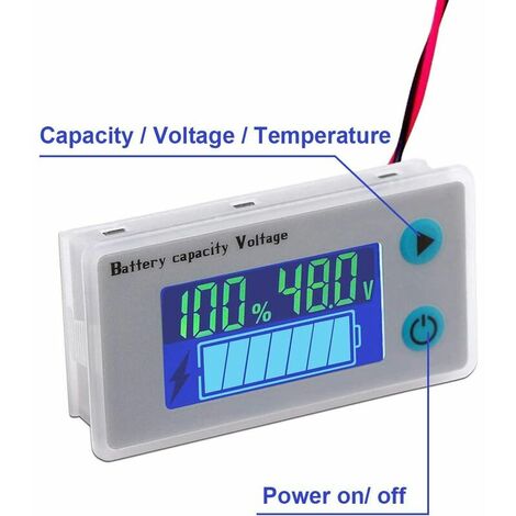 Moniteur de capacité de batterie 8-100v Testeur Pourcentage de puissance  Indicateur de tension Jauge
