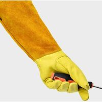 Herren-/Damen-Gartenhandschuhe aus Leder – dornenfest, wärmeisolierend und abriebfest – für Schweißen, Gartenarbeit und Hausarbeiten – lange Ärmel – gelbe Accessoires